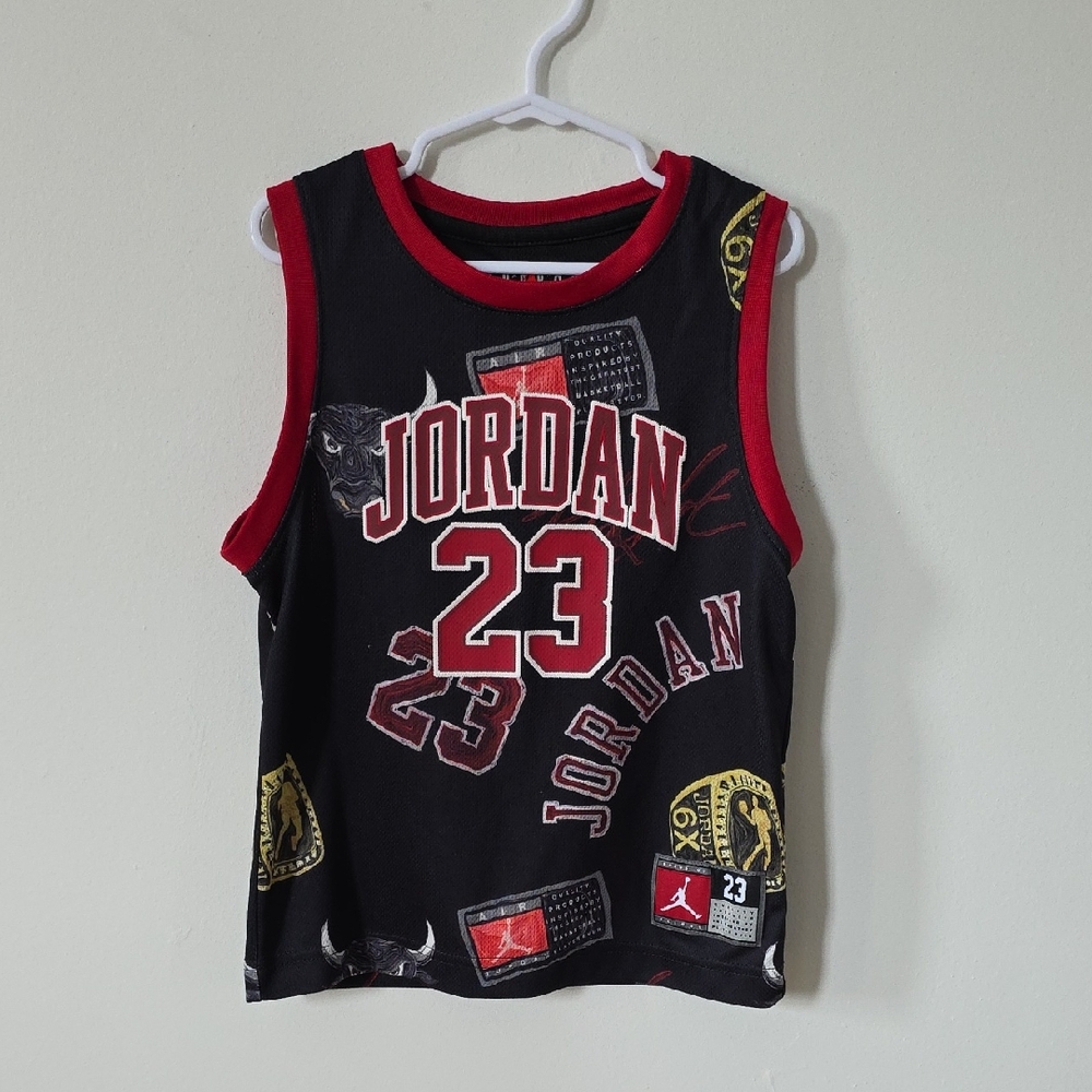 Jordan Kids Black and Red Graphic Tank Top, 7Y